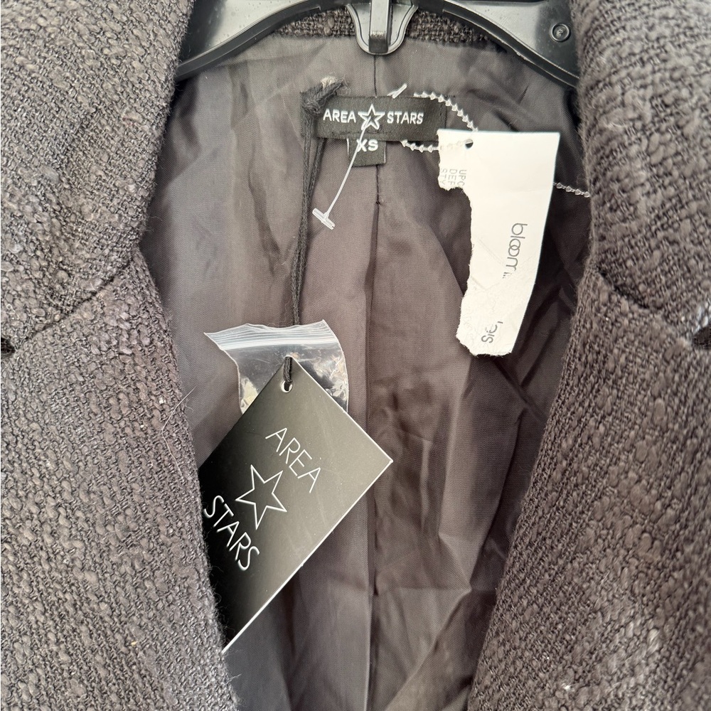 Area Stars Black Textured Double Breasted Blazer Gold Buttons NWT XS - Picture 6 of 6